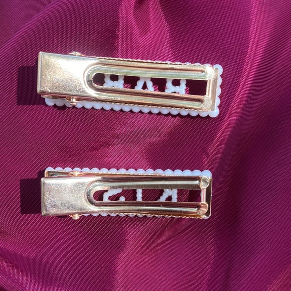 Clips Hair Pins Vintage with Rhinestone Letter Baby kiss 2 pc - Picture 3 of 4